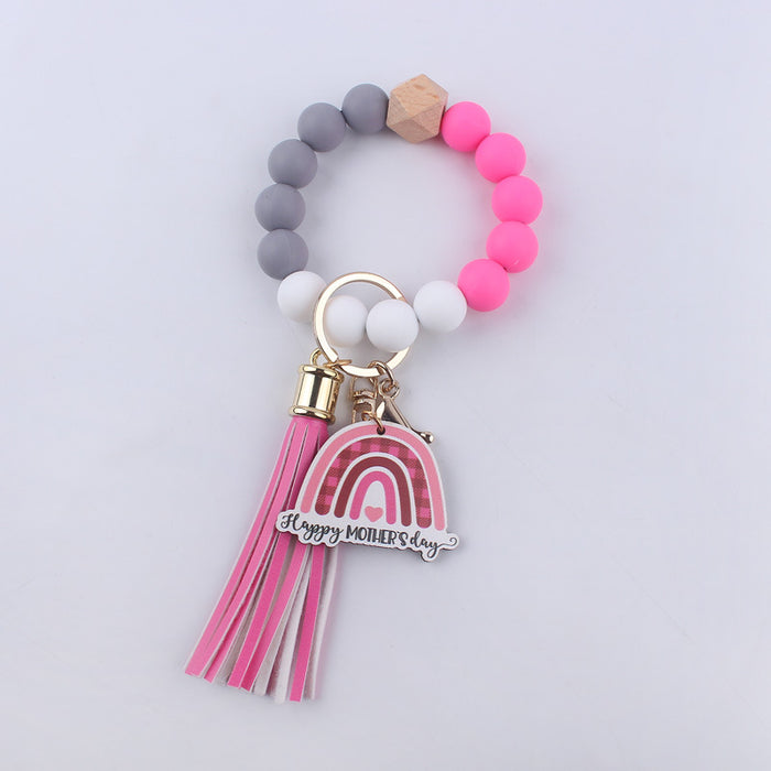 Wholesale Mother's Day Tassel Bracelet Silicone Keychain JDC-KC-GuangTian012