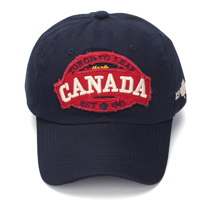 Wholesale Chic Vintage Washed Baseball Cap with Letter Embroidery Maple Leaf Design Unisex Summer Fashion Accessory