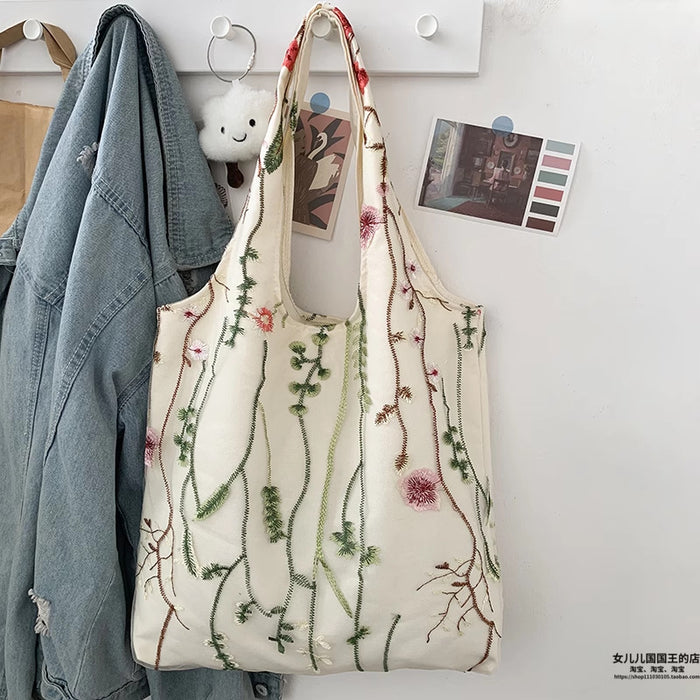 Wholesale Lazy style canvas bag, butterfly shoulder tote bag, large capacity handheld tote bag