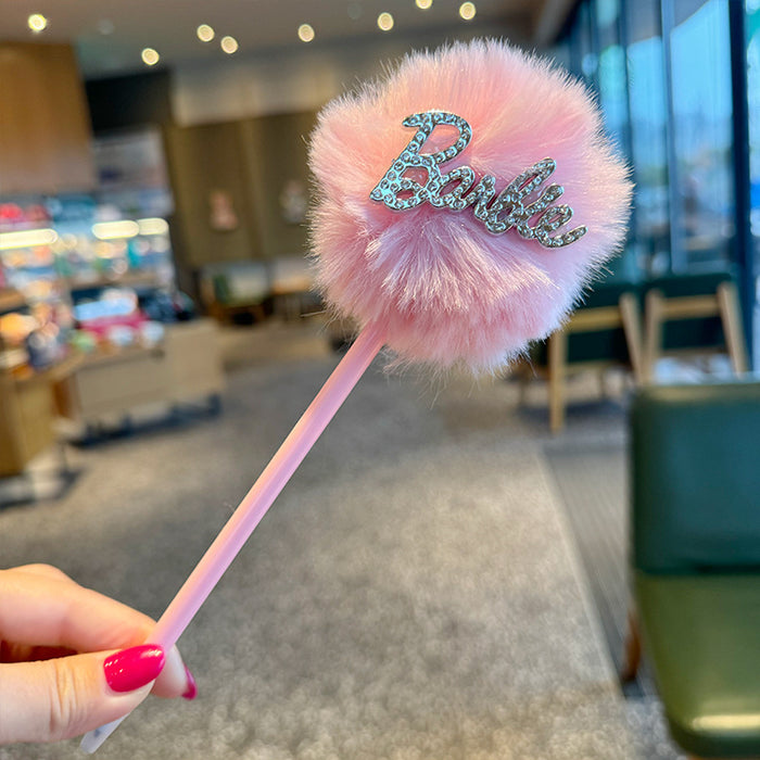 Wholesale Trendy Pink Letter Cartoon Ballpoint Pens with F Pom Pom Cute School Stationery