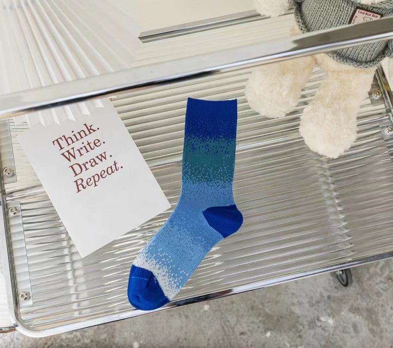 Wholesale Sock fashion designer tie dye gradient color personalized pure cotton mid tube socks