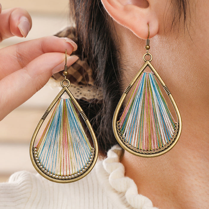 Wholesale 2pcs Bohemian ethnic style colorful large earrings