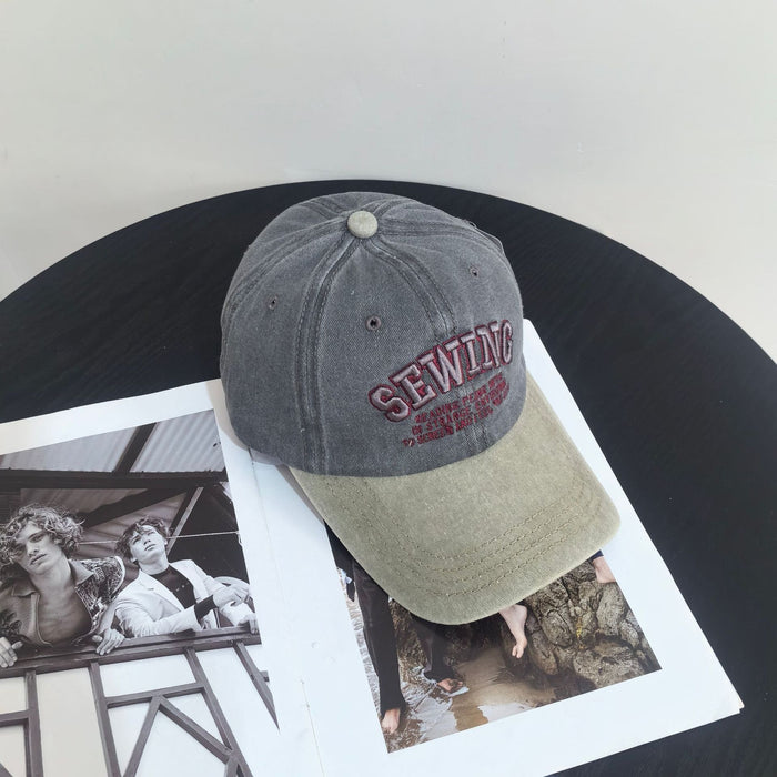 Wholesale Versatile duckbill hat washed with retro embroidery, used sun hat, casual sun protection baseball hat