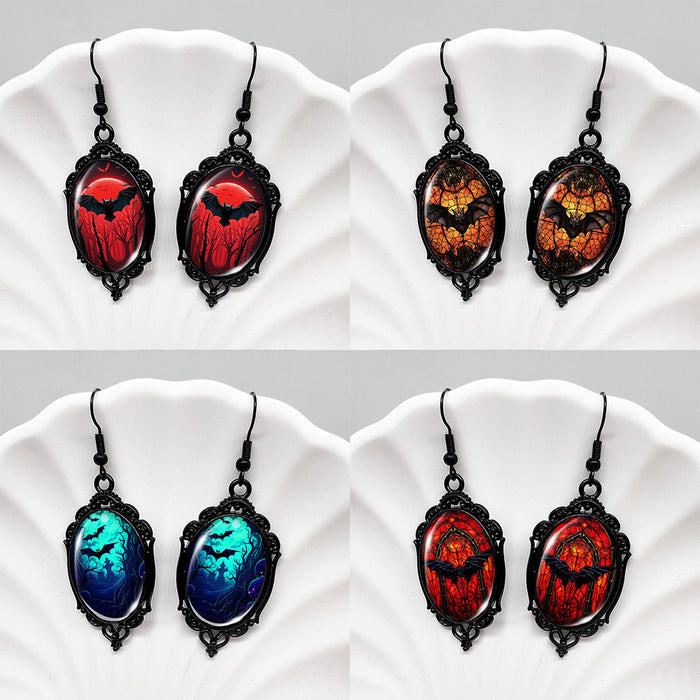 Wholesale  Bat Oval Skull Earrings Blood Moon Earrings Pumpkin Moon Deep Woods Black Earrings