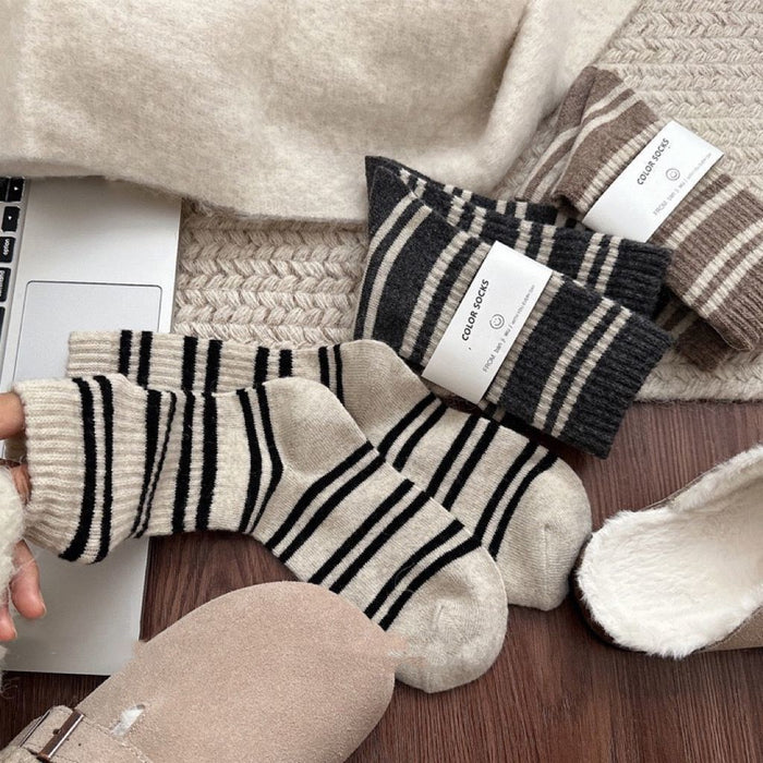Wholesale Socks for warmth, thick middle tube, striped thick middle tube