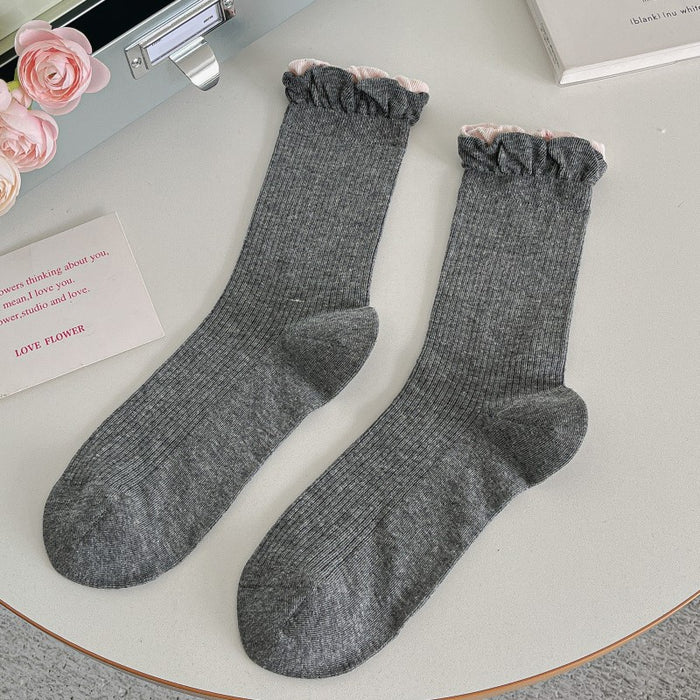 Wholesale Socks, children's thin bow, mid tube socks, versatile lace pile socks, cotton socks