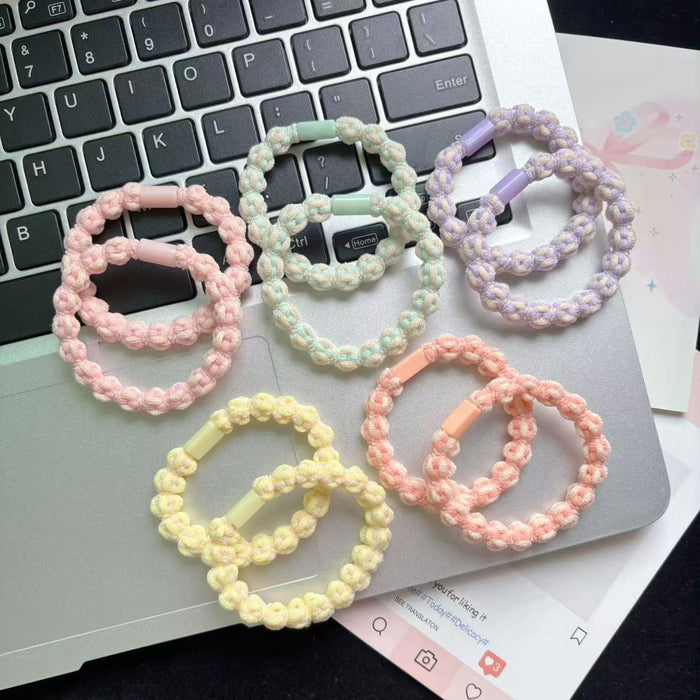Wholesale Peas Hair Band Rubber Band Twist Hair Rope Cute Hair Band Leather Cover Rope