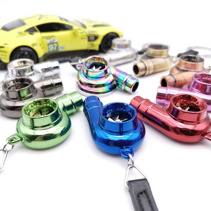 Wholesale Zinc alloy blades rotate on this car turbocharger shaped metal alloy keychain