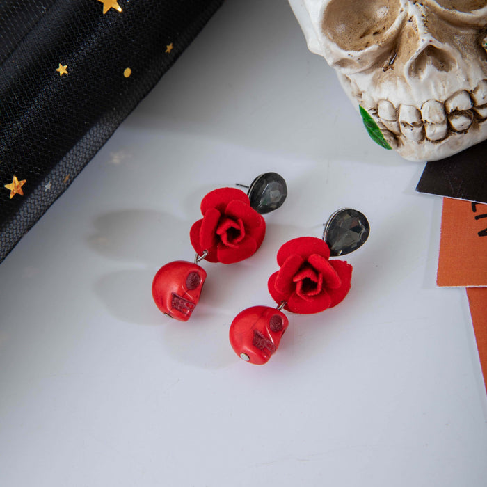 Wholesale Halloween Skull Beaded Elastic Earrings for Unisex Party Gift Fashion Accessory MOQ≥2
