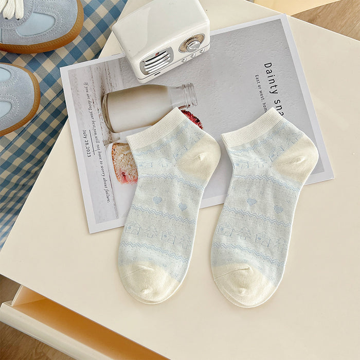 Wholesale Retro floral fashionable combed cotton short socks