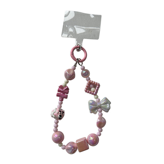 Wholesale Creative bow bead acrylic keychain bracelet pendant chain