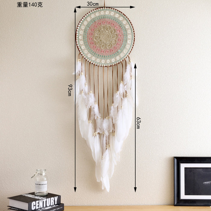 Wholesale Colorful Woven Round Feather Tassel Dream Catcher JDC-DC-ZH030