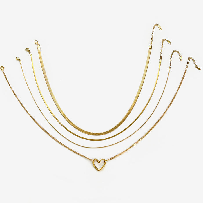 Wholesale Trendy Design Stainless Steel Snake Bone Love Necklace Fashionable Stacked Personalized Necklace