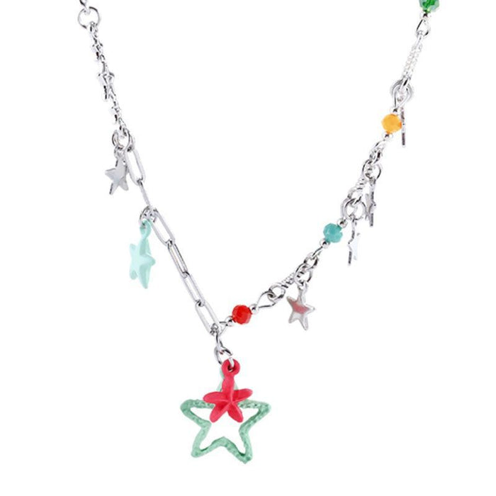 Wholesale Five pointed star necklace, niche design, neck chain, locking bone chain