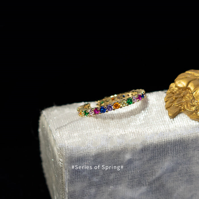 Wholesale Minimally designed zircon niche light luxury versatile open ring ring