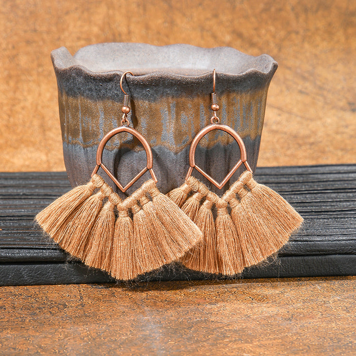 Wholesale Bohemian Tassel Geometric Earrings - Retro Ethnic Style Fashion Accessory MOQ≥2