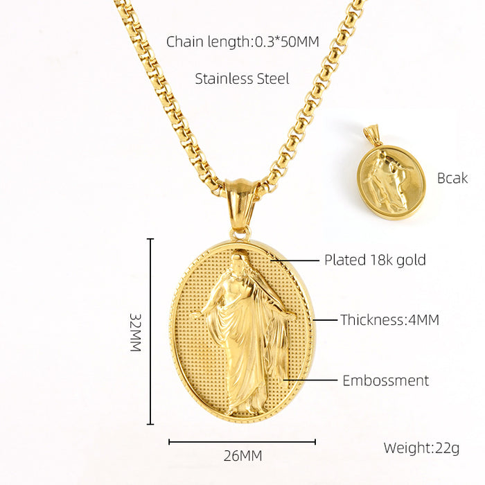 Wholesale Vintage Cross Virgin Mary Stainless Steel Necklace