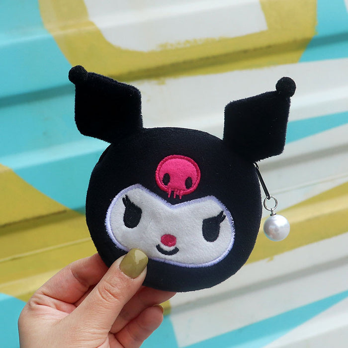 Wholesale Cute Cartoon Plush Dog Paw Coin Purse Pearl Bead Zipper Wallet With Keychain Multifunctional Card Holder Pouch Casual Party Gift