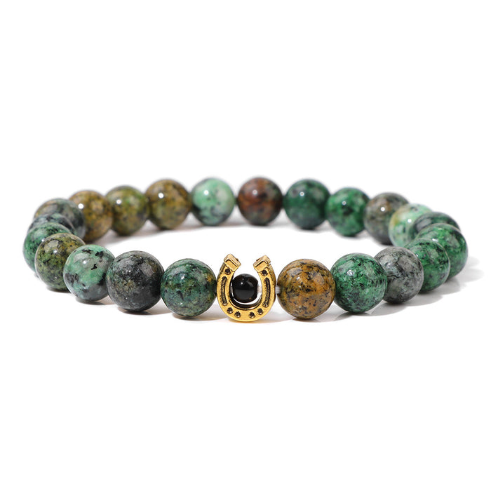 Wholesale 8mm Natural Lapis Stone Horseshoe Elastic Bracelet Art Retro Bracelet Wholesale