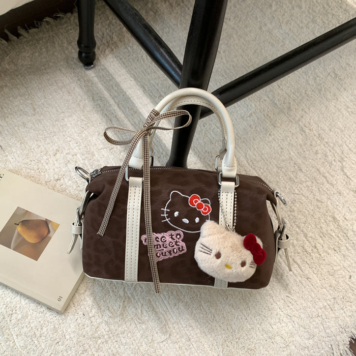 Wholesale Cute embroidered cartoon retro leopard print handbag