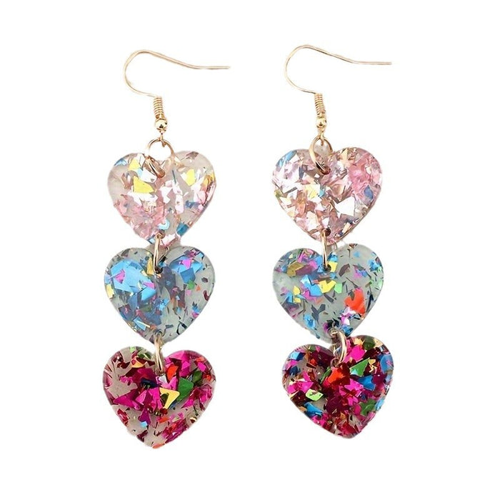 Wholesale Valentine' s Day Creative Multiple Sequins Acrylic Love ing Drop Earrings