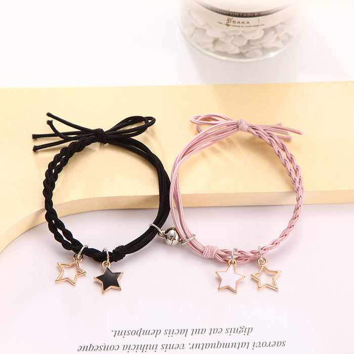 Wholesale Cartoon couple bracelets a pair of small rubber band magnets attract bell bracelet gift