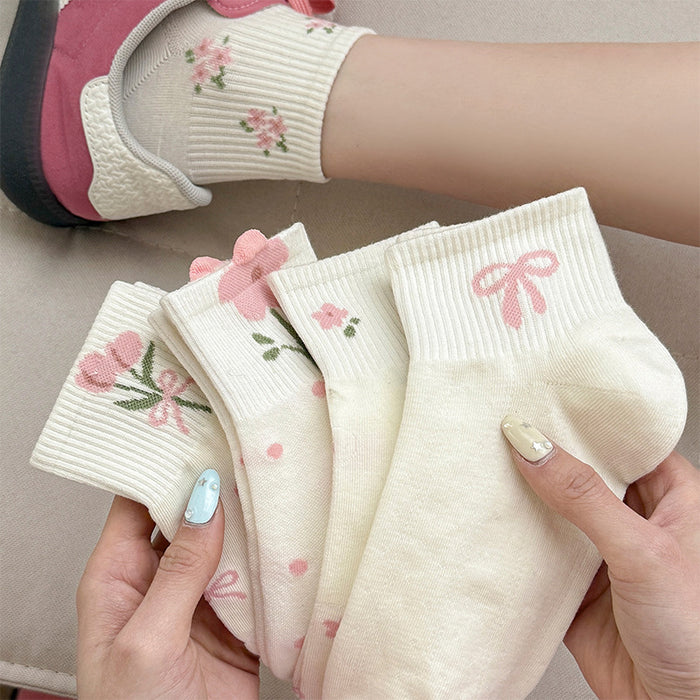 Wholesale Socks, cotton short socks, thin, cute and versatile, bow tie, anti odor, low top boat socks