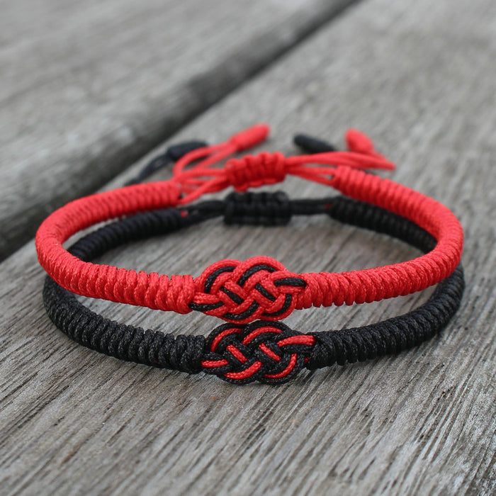 Wholesale Red String Bracelet Handmade Double Coin Knot Couple's Heart Knot Bracelet Red Rope