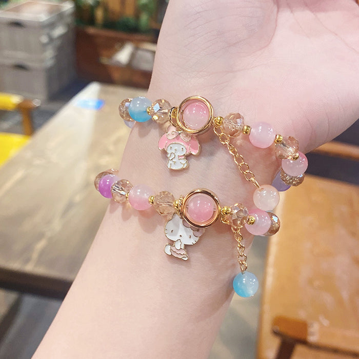 Wholesale Children' s Crystal Beaded Double Color Glaze Bracelet
