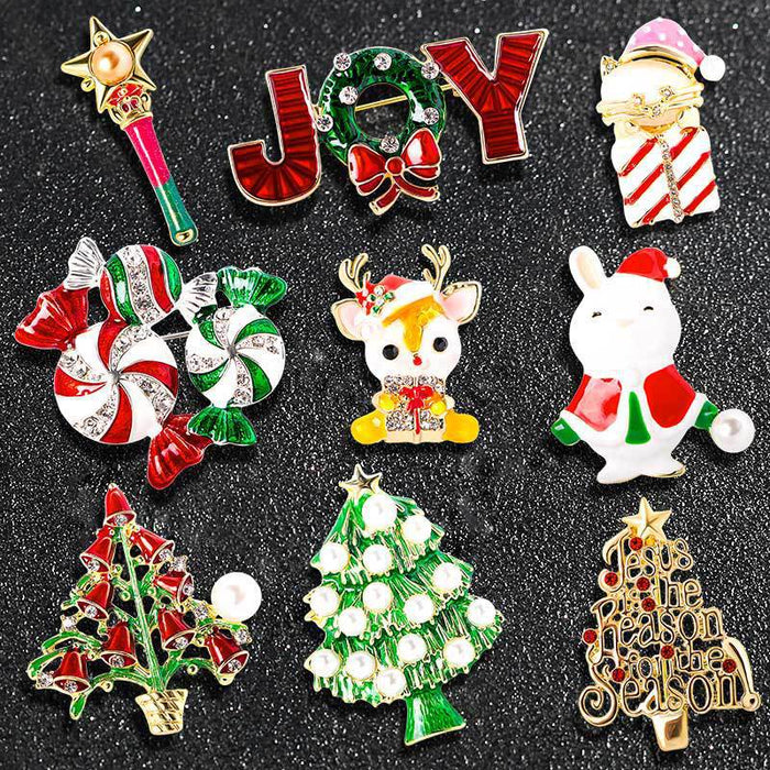 Wholesale Christmas series brooch cartoon snowman brooch pin holiday gift clothing accessories Christmas decoration