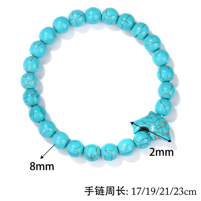 Wholesale Natural Stone Bead Bracelet for Men, Blue Turquoise Dolphin Bracelet for Women JDC-BT-YY001