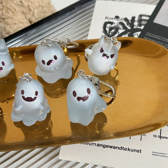 Wholesale  Glow in the Dark Resin Ghost Keychain Spooky Bag Charm MOQ≥2
