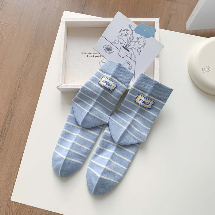 Wholesale Socks, thin fabric, striped, mid tube, socks, stacked socks