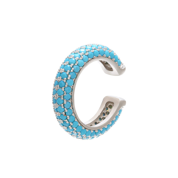 Wholesale Gold Plated Copper Ear Cuff with Colored Zircon Simple Style Fashion Accessory MOQ≥2