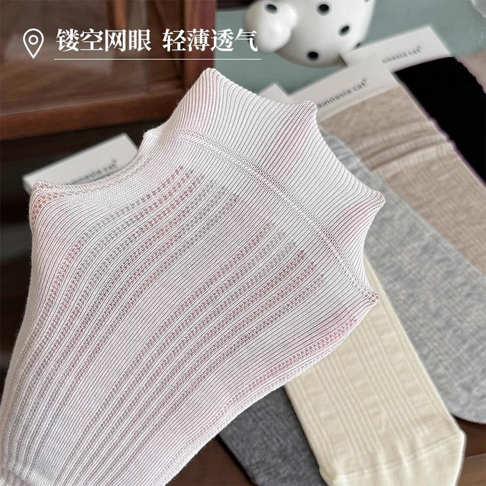 Wholesale Socks, thin, pure cotton pile socks, rolled edges, vertical stripes, boneless long socks