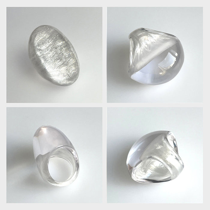 Wholesale Color glazed exaggerated light luxury resin ring, oil dripping enamel colorful ring, transparent outer and glazed inner hand jewelry