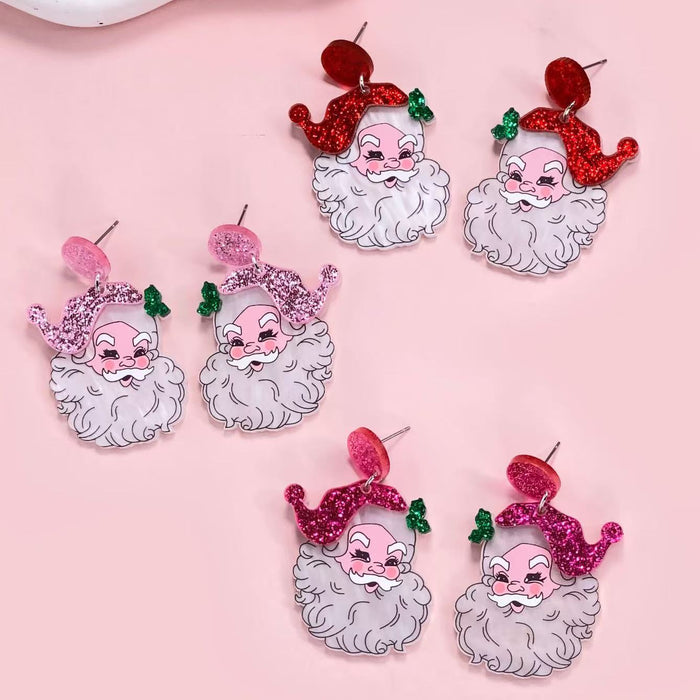 Wholesale  Splicing Earrings Acrylic Sparkling Pink Sweet Earrings