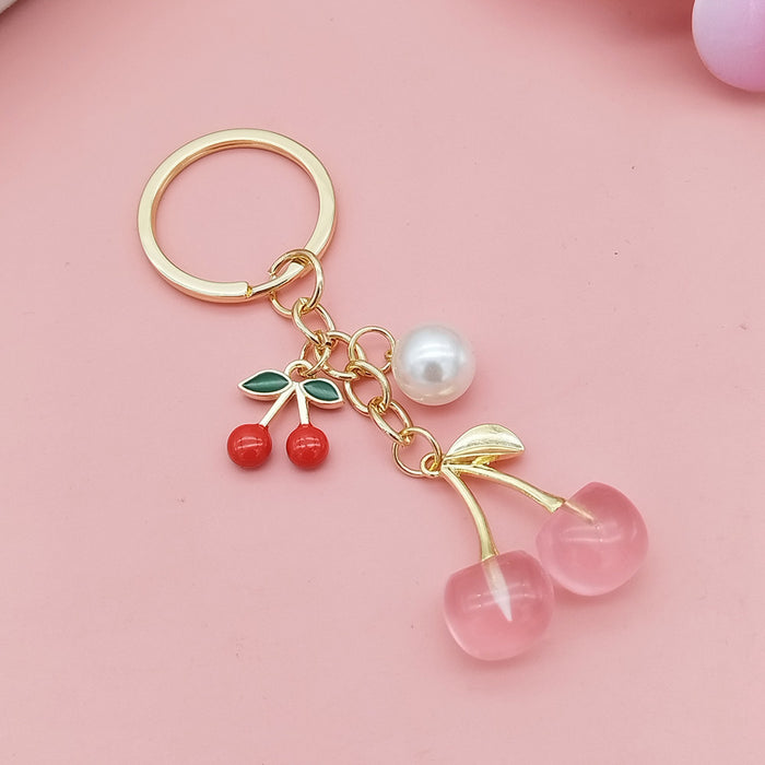 Wholesale Heart Buckle Cherry Keychain Cherry Bag Pendant