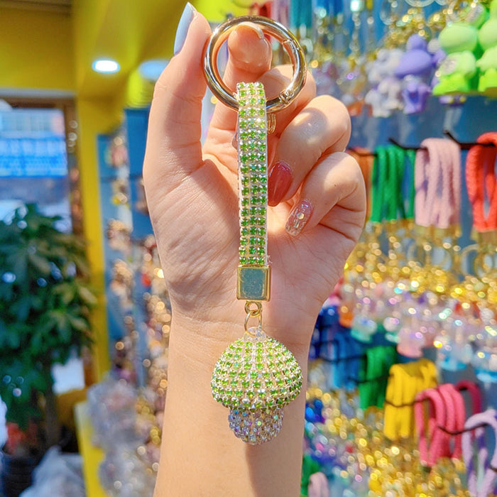 Wholesale Full-diamond mushroom pendant encrusted with diamonds  personalized couple keychain