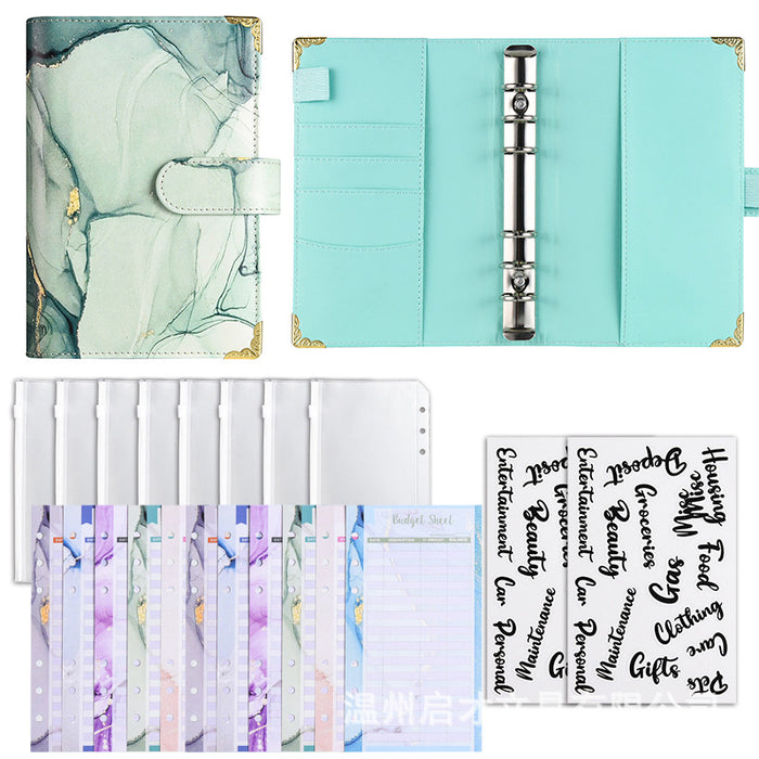 Wholesale Binder Zipper Bag Macaron Notebook Leather Pu Loose-Leaf Cash Budget Notebook