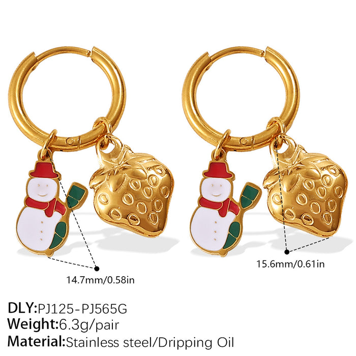 Wholesale Christmas Collection Gingerbread Man Pendant Earrings Stainless Steel