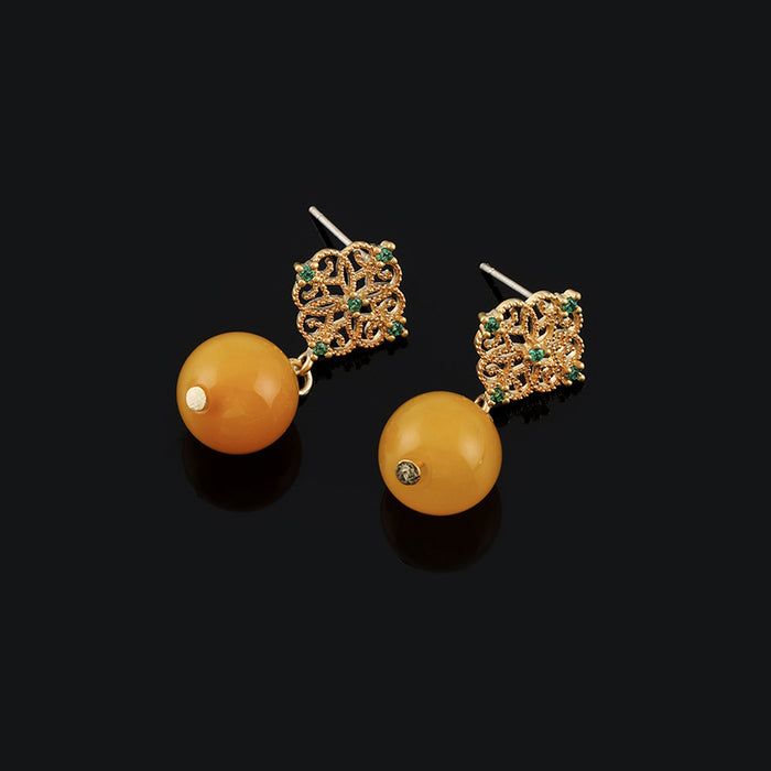 Wholesale Yellow Agate Earrings Earrings Vintage Ear Clip Earrings Without Ear Holes