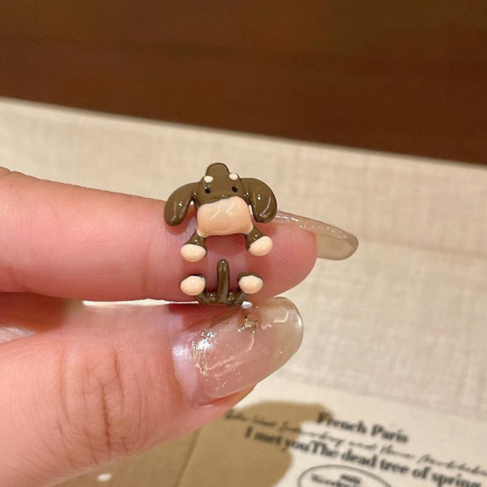 Wholesale Pearl ring, women's autumn and winter cute cartoon high-end feeling, index finger ring, children's fun ring