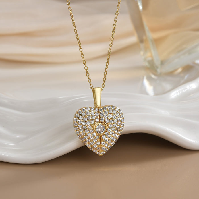 Wholesale Heart-shaped opening and closing titanium steel necklace