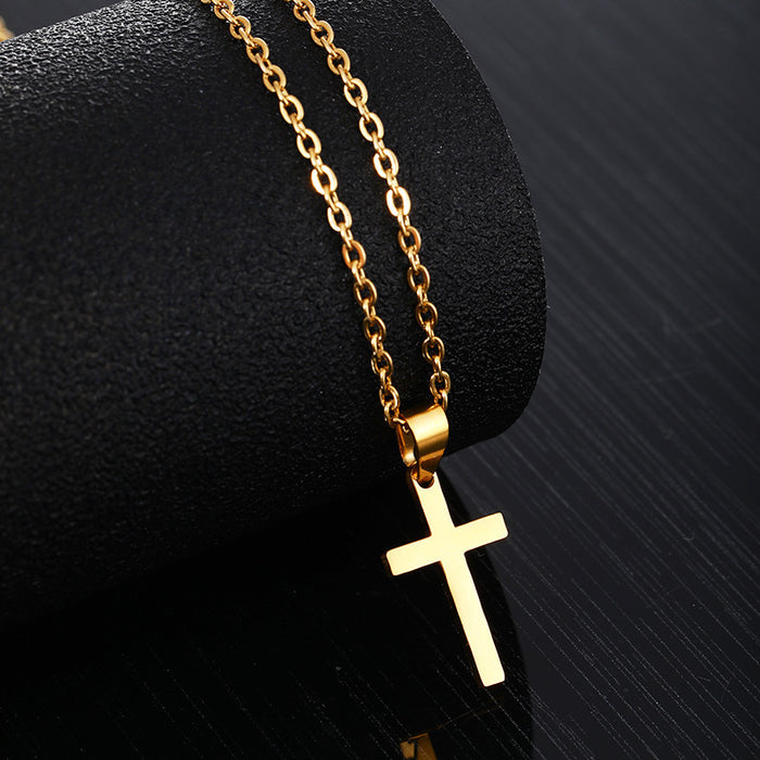Wholesale Stainless steel smooth cross titanium steel necklace solid color accessories collarbone chain