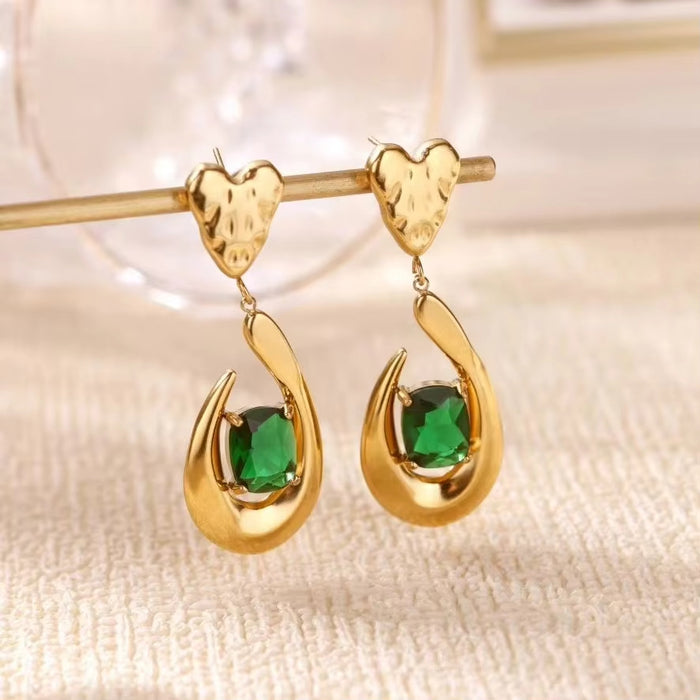 Wholesale Stainless Steel Earrings Double-Layer Glossy  Geometric Earrings