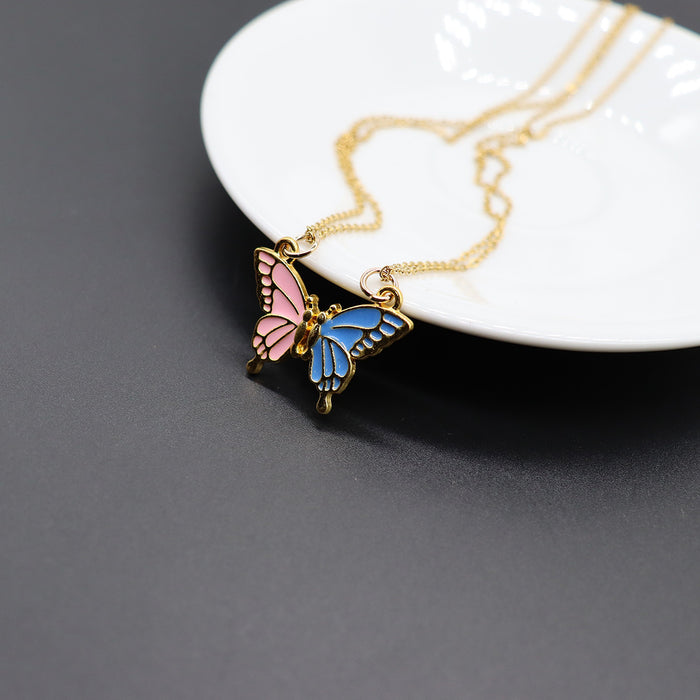 Wholesale Butterfly Magnetic Pendant Best Friend Friends Couple Friendship Stainless Steel Chain Necklace