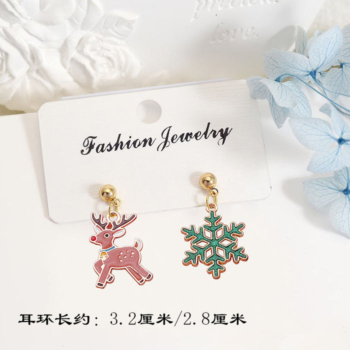 Wholesale Metal Electroplated Christmas Earrings Snowflake Elk Design Chic Fashion Access MOQ≥2 MOQ≥