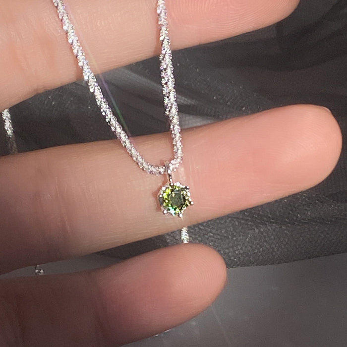 Wholesale Retro style olive green diamond mini pendant, starry sky necklace, niche necklace