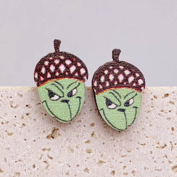 Wholesale  Earrings Horror Pumpkin Ghost Bat Wooden Earrings